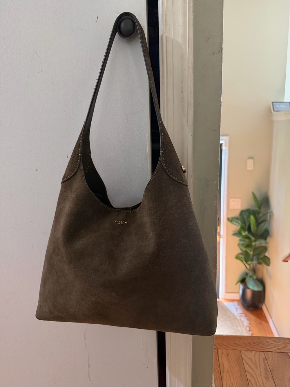 Coach Olive Suede Hobo Shoulder Bag Brooklyn